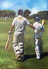 Father and Son, oil on canvas 16 x 24 by christina pierce, cricket artist