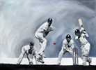 Strike - painting by christina pierce, cricket artist