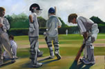 Surrey boys, oil on canvas 24 x 36 by christina pierce, cricket artist
