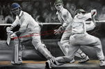 Action Keeper Oil on canvas 24 x 36 painting by christina pierce, cricket artist