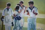 Boys' Team - oil on canvas 16 x 24 by christina pierce, cricket artist