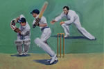 Keeper - oil on canvas 16 x 24 by christina pierce, cricket artist