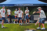 Training - oil on canvas 16 x 24 by christina pierce, cricket artist