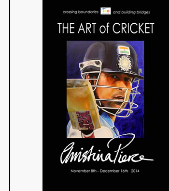 post for christina pierce exhibition of cricket paintings at the tao gallery, mumbai