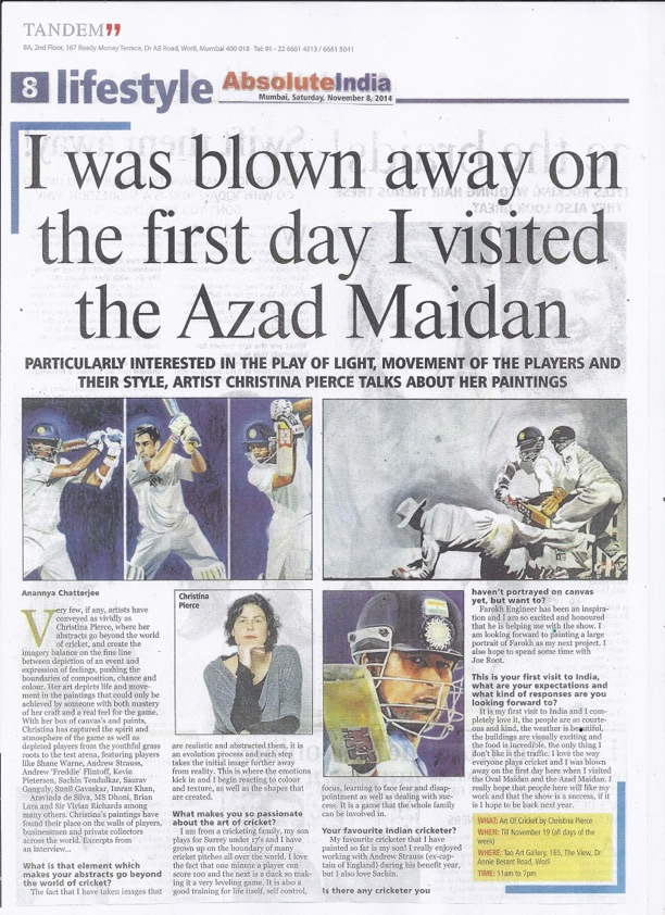 christina pierce press cutting absolute india nov 2014