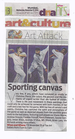 christina pierce cricket artist press cutting india 2014