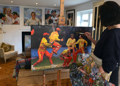 christina pierce, cricket artist at work