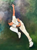 Bowling Oil on paper 8� x 12� painting by christina pierce, cricket artist