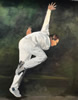 Bowling Oil on paper 8� x 12� painting by christina pierce, cricket artist