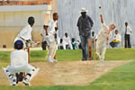 Barbados commission painting by christina pierce, cricket artist