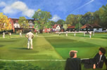 Reed�s School oil on canvas 24� x 36� - painting by christina pierce, cricket artist