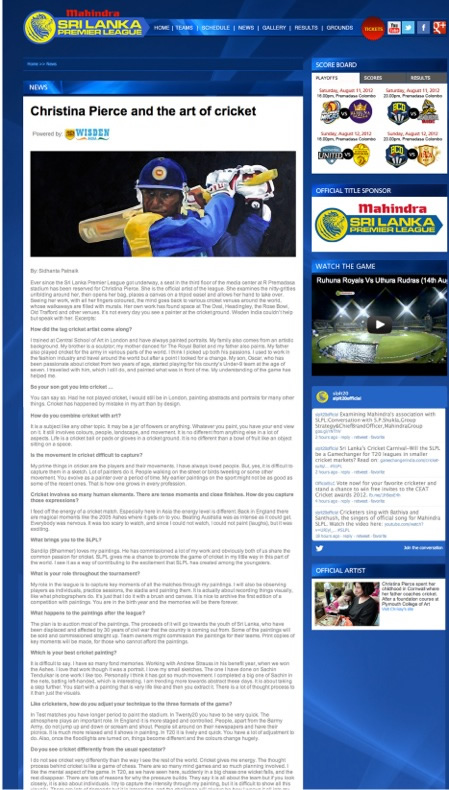 sri lanka press christina pierce cricket artist