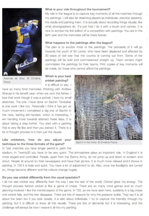 wisden india on christina pierce cricket artists