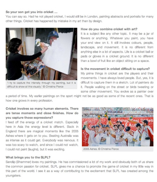 wisden india on christina pierce cricket artist